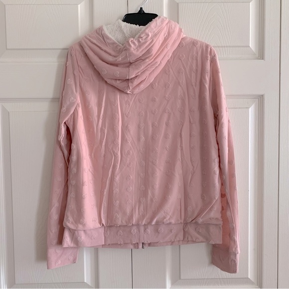 Bobeau Blush Hearts Zip Up Hooded Jacquard Jacket - Picture 6 of 8